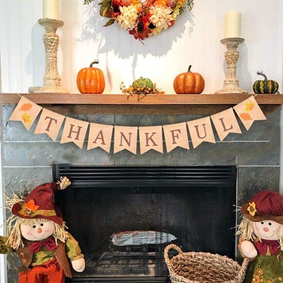 Other - Thanksgiving Burlap Garland Bunting - Thankful Banner for Home Party Decoration
